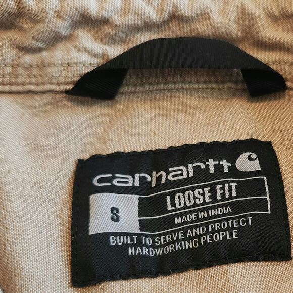 Carhartt S Loose Fit 104369-256 Short Sleeve Tan Chambray Work Shirt 100% Cotton - Picture 6 of 10